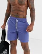 Asos Design Swim Short In Indigo Blue Mid Length