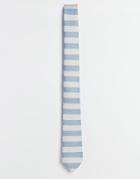 Asos Tie With Navy Stripe - Blue