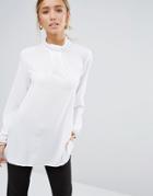 Closet Long Sleeve Bow Neck Blouse - White