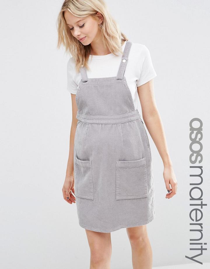 Asos Maternity Pinafore Dress In Dove Gray - Gray