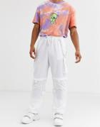 Jaded London Cargo Pants In White With Toggles
