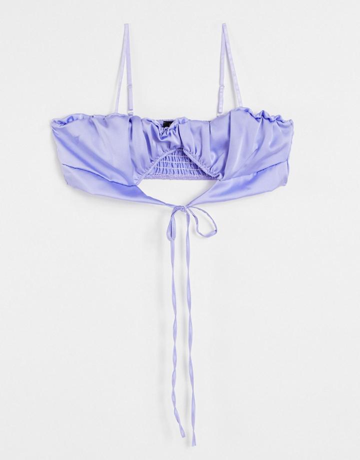 Rebellious Fashion Pleat Detail Cutout Detail Crop Top In Lavender - Part Of A Set-purple