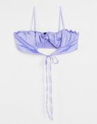 Rebellious Fashion Pleat Detail Cutout Detail Crop Top In Lavender - Part Of A Set-purple