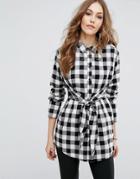 Warehouse Gingham Tie Front Shirt - Multi