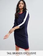 Daisy Street Tall Contrast Stripe Jersey Midi Dress - Navy