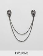 Designb Skull Collar Tips & Chain Exclusive To Asos - Silver