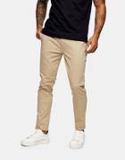 Topman Organic Blend Cotton Skinny Chinos In Stone-neutral