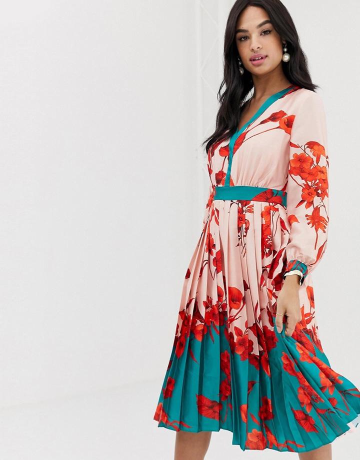 Ted Baker Karolyn Fantasia Pleated Midi Dress - Multi