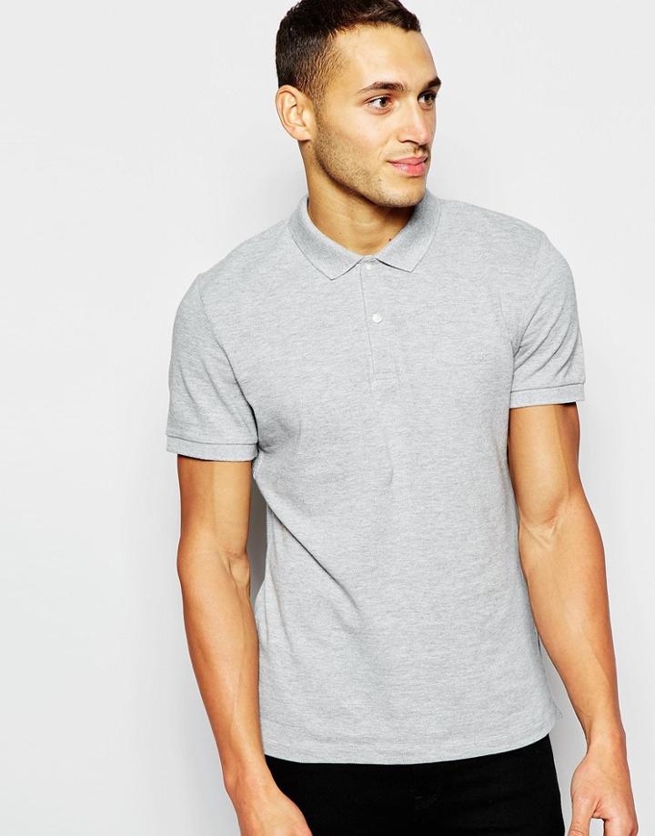 Dkny Polo Shirt Embellished Chest Logo - Gray
