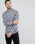 Farah Muriel Slim Fit Check Poplin Weave Shirt In Navy - Navy