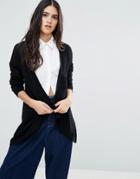 Subtle Luxury Cashmere Uneven Hem Cardigan - Black