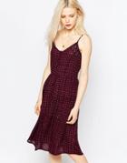 Brave Soul Ditsy Print Midi Dress - Burgandy