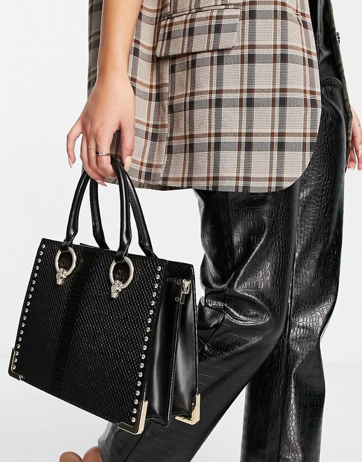Aldo Nydiviewl Studded Structured Tote Bag In Black