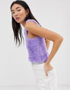 Asos Design Fluffy Cropped Tank - Purple