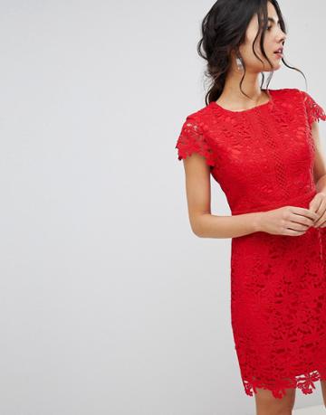 Forever New Lace Midi Dress - Red
