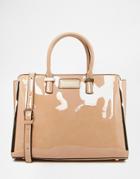 Juno Patent Handheld Tote With Optional Shoulder Strap - Nude
