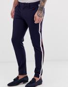Only & Sons Smart Pants With Leg Stripe - Navy