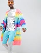 Asos Design Oversized Jersey Jacket In Fleece Tie Dye - Multi