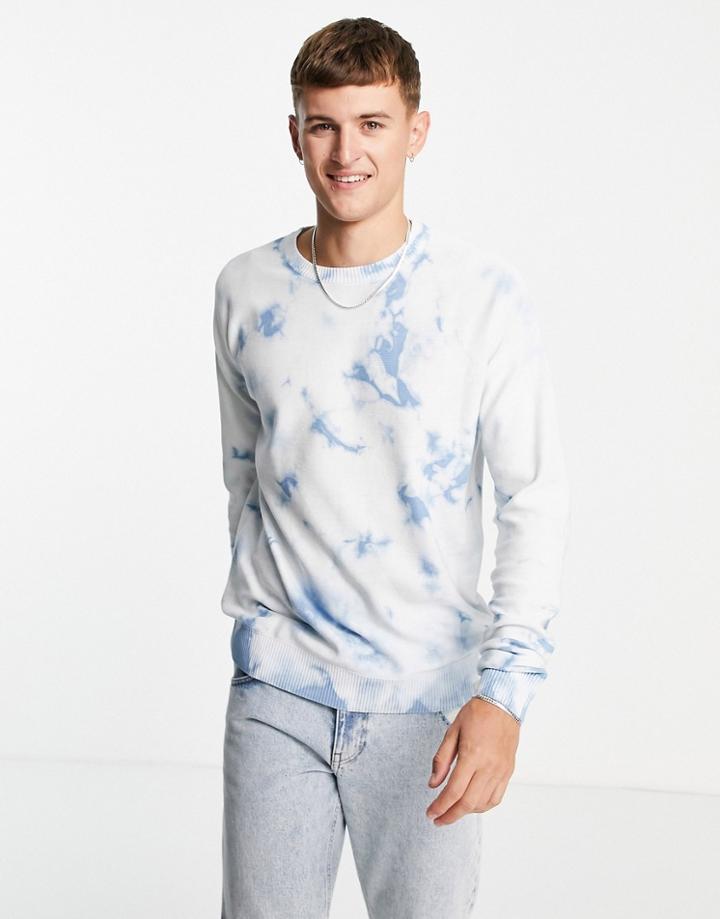 Jack & Jones Originals Tie Dye Sweater In Blue-blues