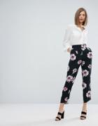 Warehouse Oversize Floral Print Cropped Pants - Multi