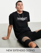 Asos Design Relaxed T-shirt In Black With Matrix Chest Print