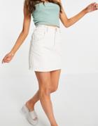 Topshop Paperbag Cotton Skirt In White