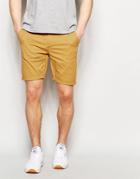 Asos Skinny Chino Shorts In Warm Camel - Honey Mustard