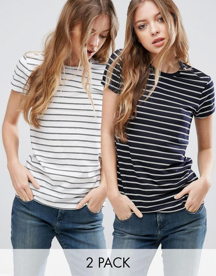 Asos Stripe Crew Neck T-shirt 2 Pack - Multi