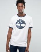 Timberland Logo Ringer T-shirt In White - White