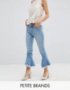 New Look Petite Peplum Kick Flare Jeans - Blue