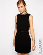 Asos Tall Embellished Stand Collar Mini Dress - Red