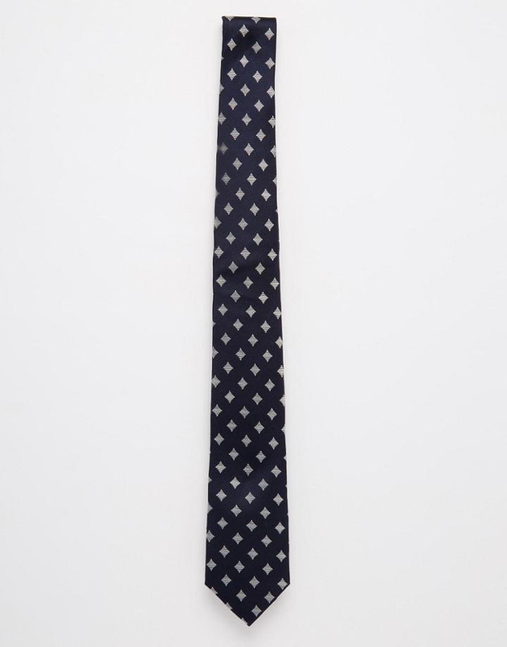 Jack & Jones Pindot Silk Tie - Blue