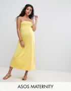 Asos Maternity Beach Bandeau Midi Dress - Yellow