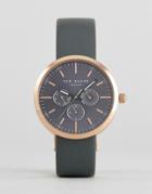 Ted Baker Jack Chronograph Leather Watch In Gray - Gray