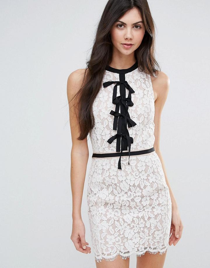 Endless Rose Lace Shift Dress With Tie Detail - White