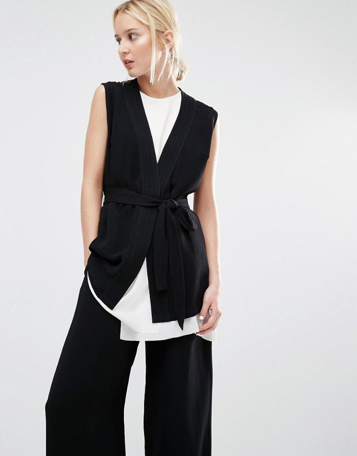 Gestuz Justine Vest With Self Tie - Black