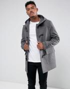 Asos Wool Mix Duffle Coat In Light Gray - Gray