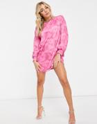 Street Collective Mini Sweater Dress In Pink Tie Dye