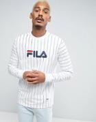Fila Black Long Sleeve T-shirt With Pin Stripe - White