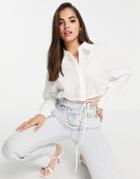 In The Style Drawstring Cropped Shirt In White