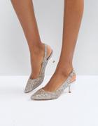 Coast Glitter Pointed Kitten Heel Shoes - Silver