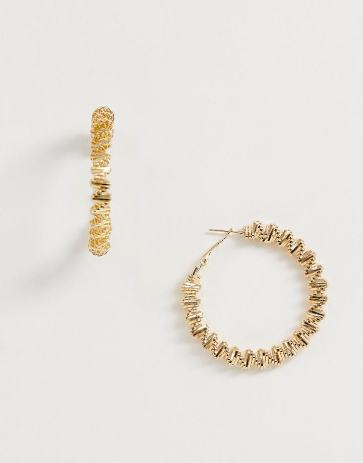 South Beach Criss Cross Gold Hoop Earrings - Gold