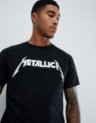 Pull & Bear Metalica T-shirt In Black - Black