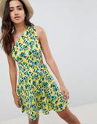 Asos Design One Shoulder Cut Out Sundress In Floral Print - Multi