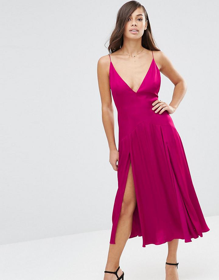 Asos Petite Cami Paneled Midi Swing Dress - Pink
