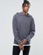 Asos Hoodie With Reverse Loopback Panels - Gray