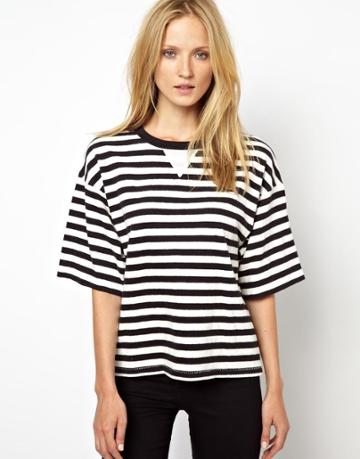 Wood Wood Enorm T-shirt In Black Stripe