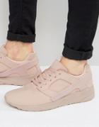 Asos Sneakers In Pink Faux Suede With Rubber Panels - Pink