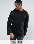 Asos Tall Oversized Long Sleeve T-shirt In Heavy Jersey Wide Sleeve In Black - Black