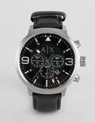 Armani Exchange Ax1371 Mens Leather Strap Chronograph Watch In Black - Black